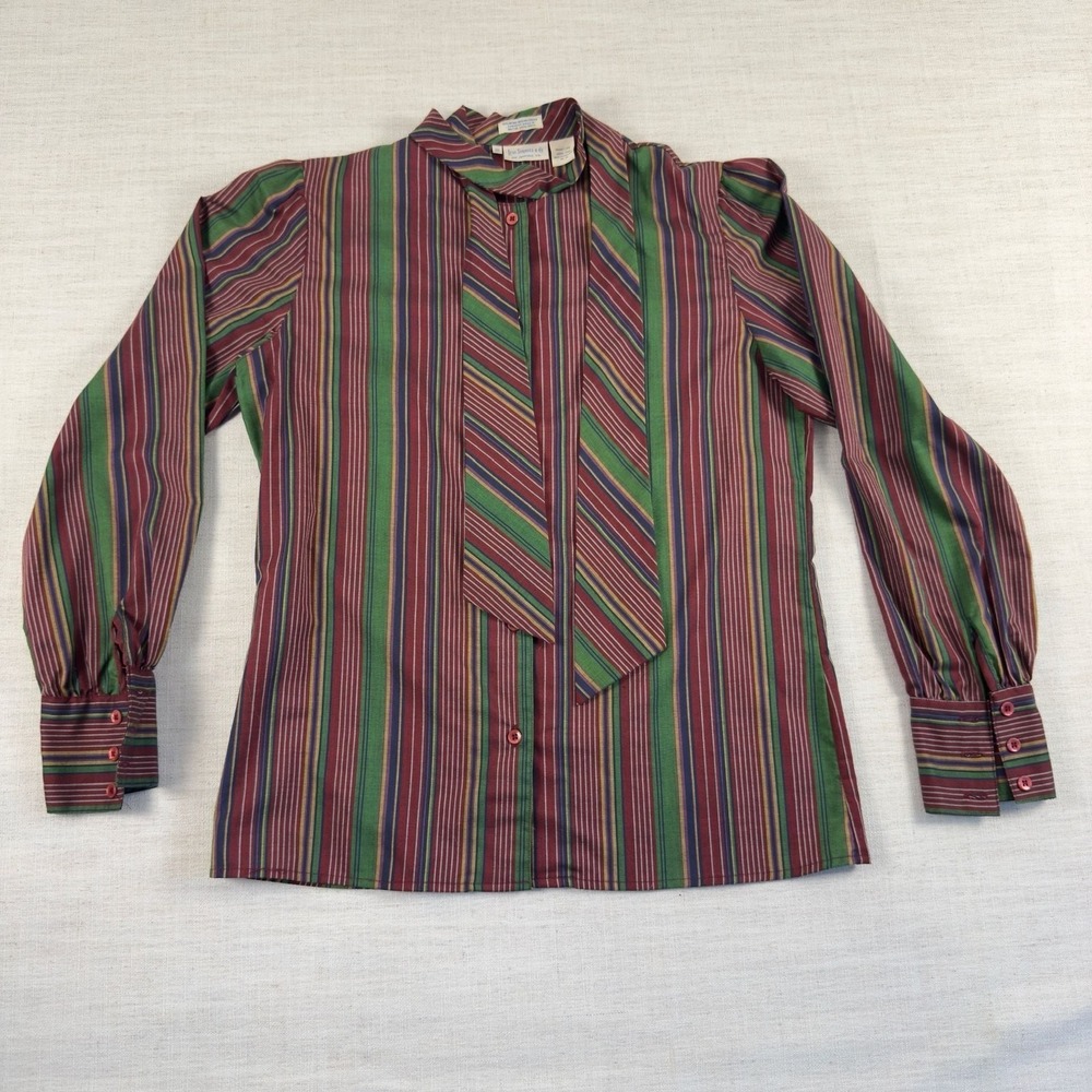 Vintage Levi Strauss & Co. Striped Bow Blouse Size 10
